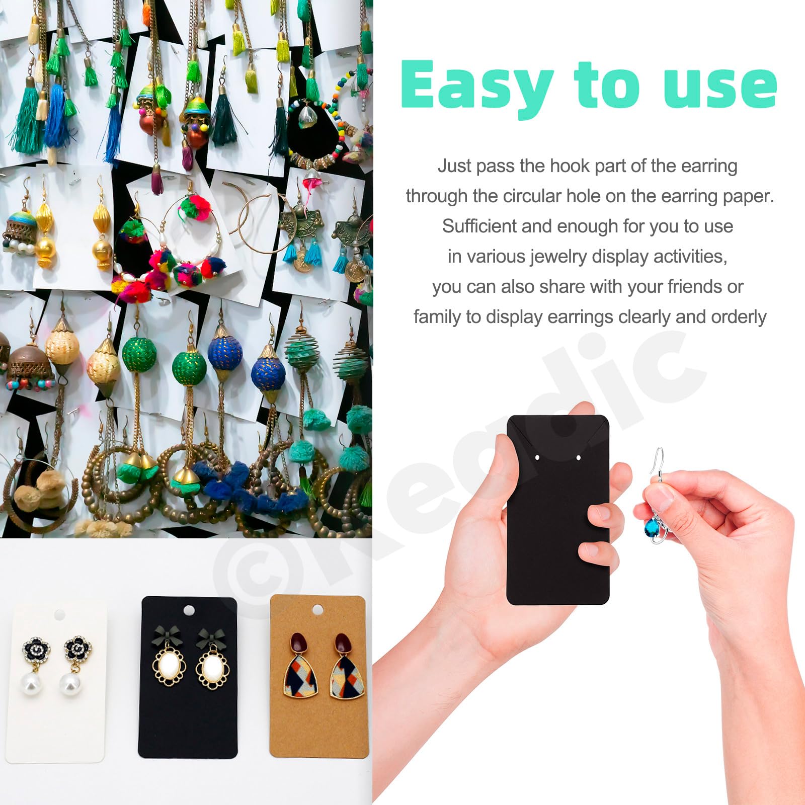 300Pcs Black Earring Display Kit With 100 Earring Backs And