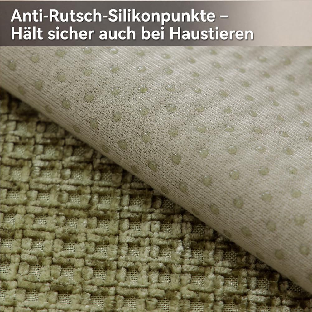 Generisch Weiche Chenille Sofa Überzug Sofabezug: Plüsch rutschfest Sofaschoner Sofa Cover 1/2/3/4 Sitzer Couch Überzug Sofaüberwürfe für U Form L Form Sektionssofa (Grün, 90x240cm)
