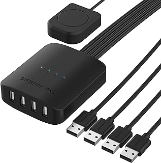 SABRENT USB share switch Selector, 4 PCs in 4 out, computer peripheral Switcher, USB sharing splitter, Control four PCs with one monitor, for PCs Mouse Keyboard Printer Scanner printer (USB-USS4)