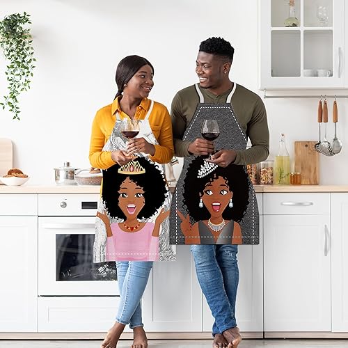 Miniatura 6 de 4 delantales para mujer africana, impermeables, delantales de reina afroamericana, ajustables, delantales negros para mujeres, niñas, delantales de