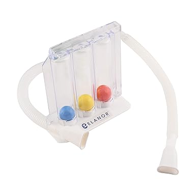 ELANOR we care life Respirometer Deep Breathing 3 Ball Spirometer Lung Exerciser Hygienic Washable and Portable Respiratory Lungs Strengthener with Extra Spirometer Pipe Spirometry
