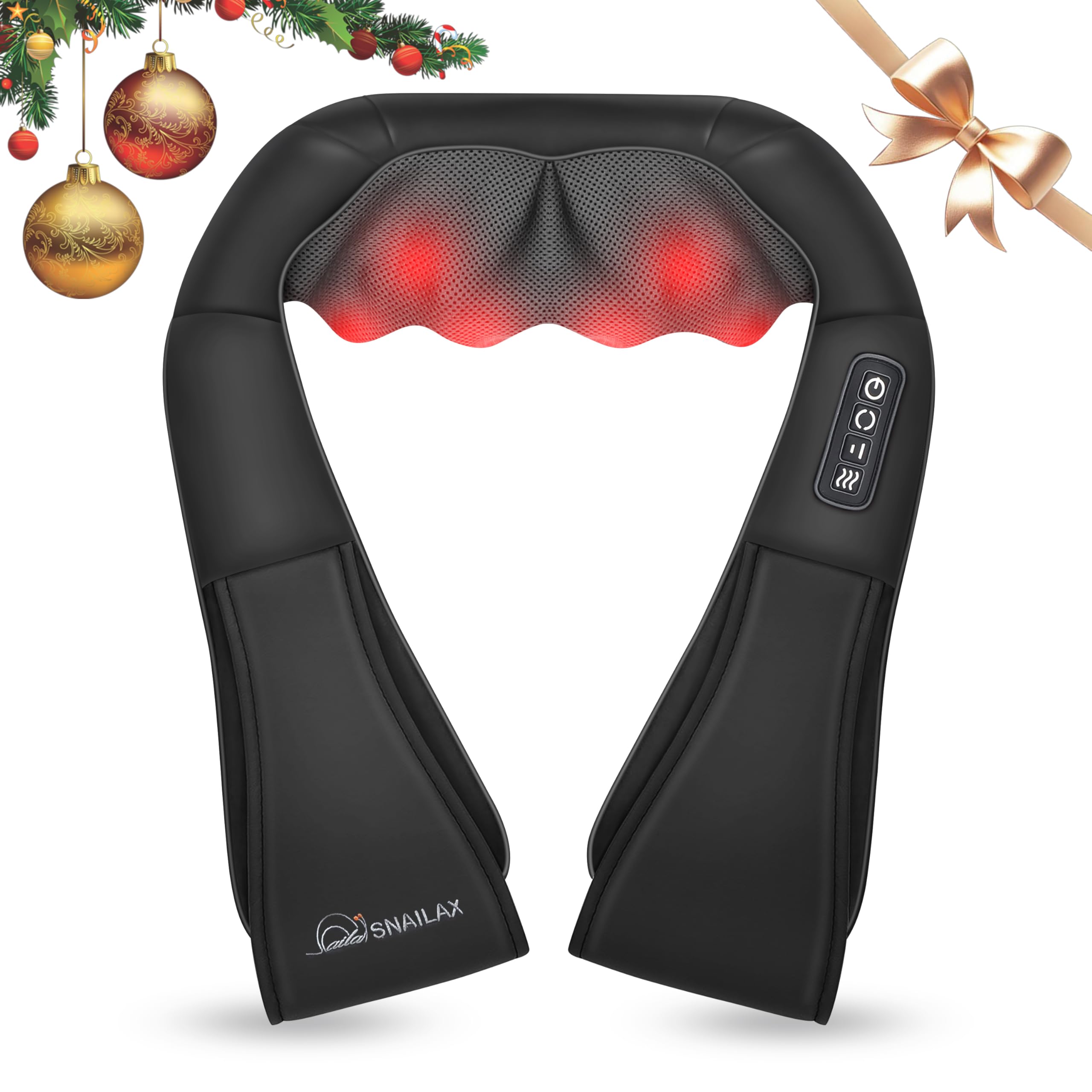 Snailax Shiatsu Neck and Shoulder Massager - Back Massager with Heat, Deep Kneading Electric Massage Pillow for Neck, Back, Shoulder,Foot,Body