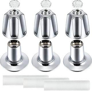 Enhon Shower Knobs 3 Piece Replacement for Repair Kit Compatible with Price Pfister Verve 3 Handle Tub Shower Faucet, 3-Handle Shower Hot/Cold/Diverter Knob Replacement for Remodeling Trim (Chrome)