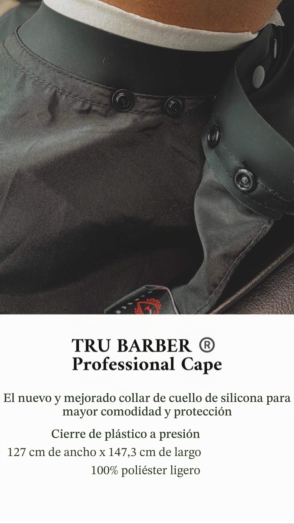 TRU BARBER Premium Capa de Peluqueria con cuello de silicona Unisex adulto (Pack de 1)