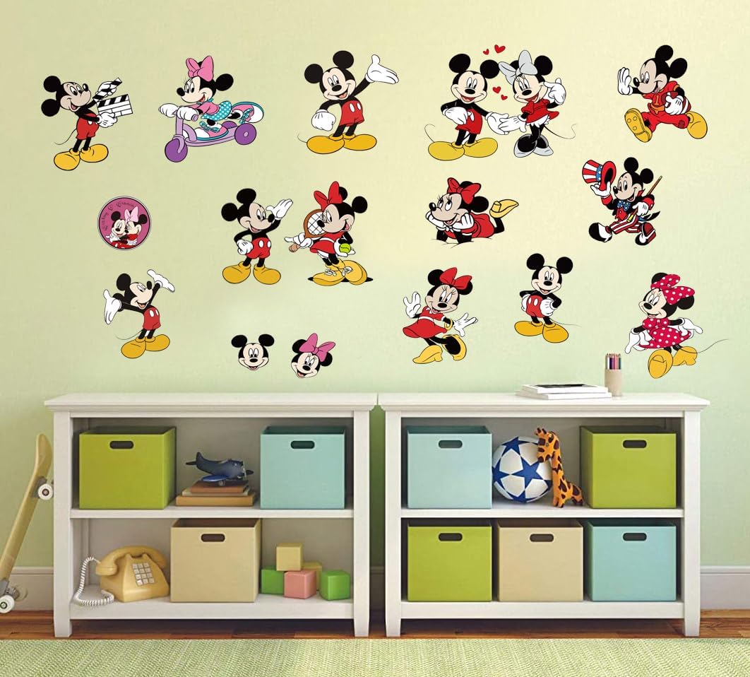 Mouse Wall Decals, Kids Room Peel and Stick Mouse Decorations for Room, 15.7x23.5In - 40x60cm Large Sheet, 17pcs Colorful Mouse Stickers for Baby Bedroom Nursery