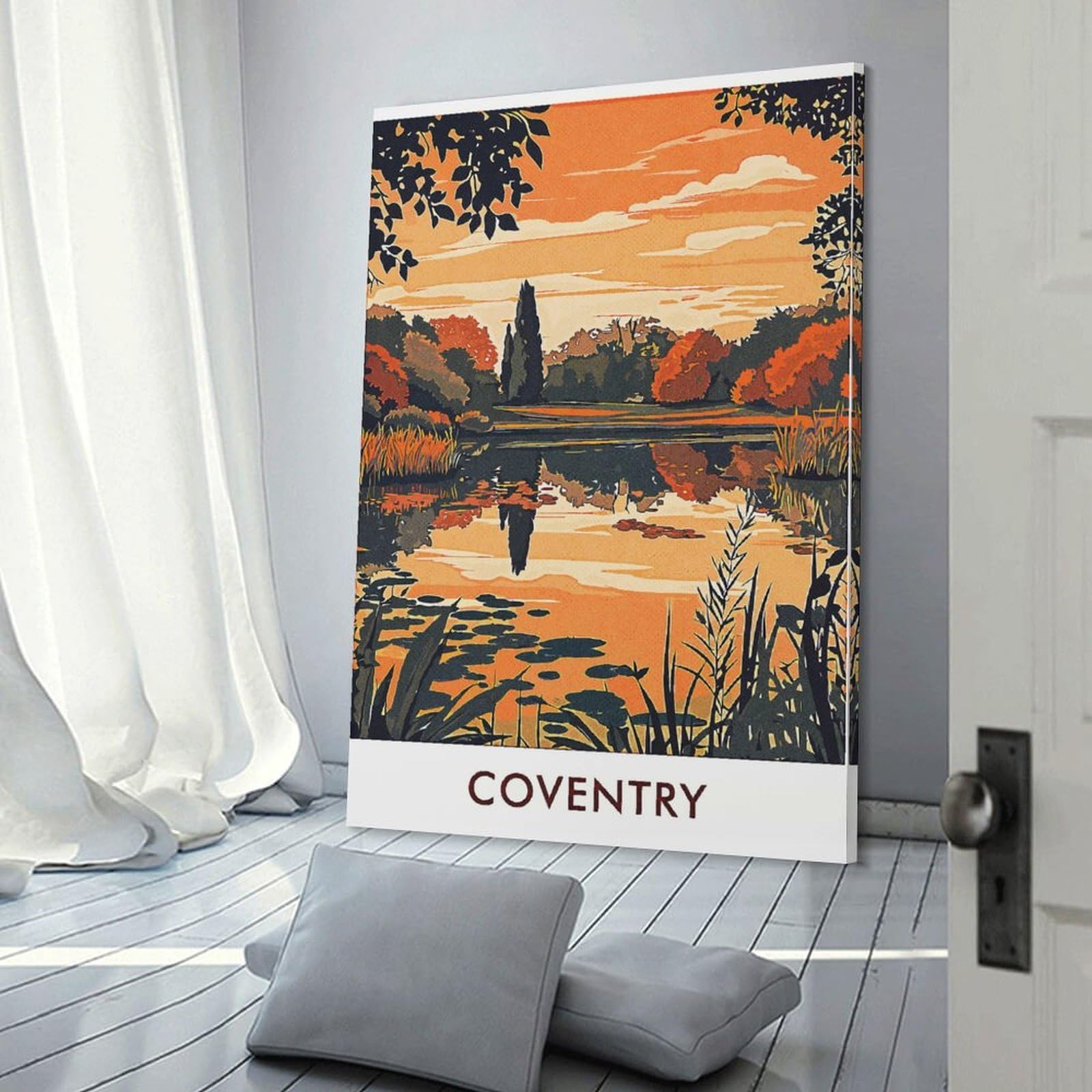 Junmoney Coventry Sunset Landscape Canvas Wall Decor, 20x30inch(50x75cm), for Bedroom, Guest Room Or Reading Nook, Canvas Wall Decor for Personal Spaces