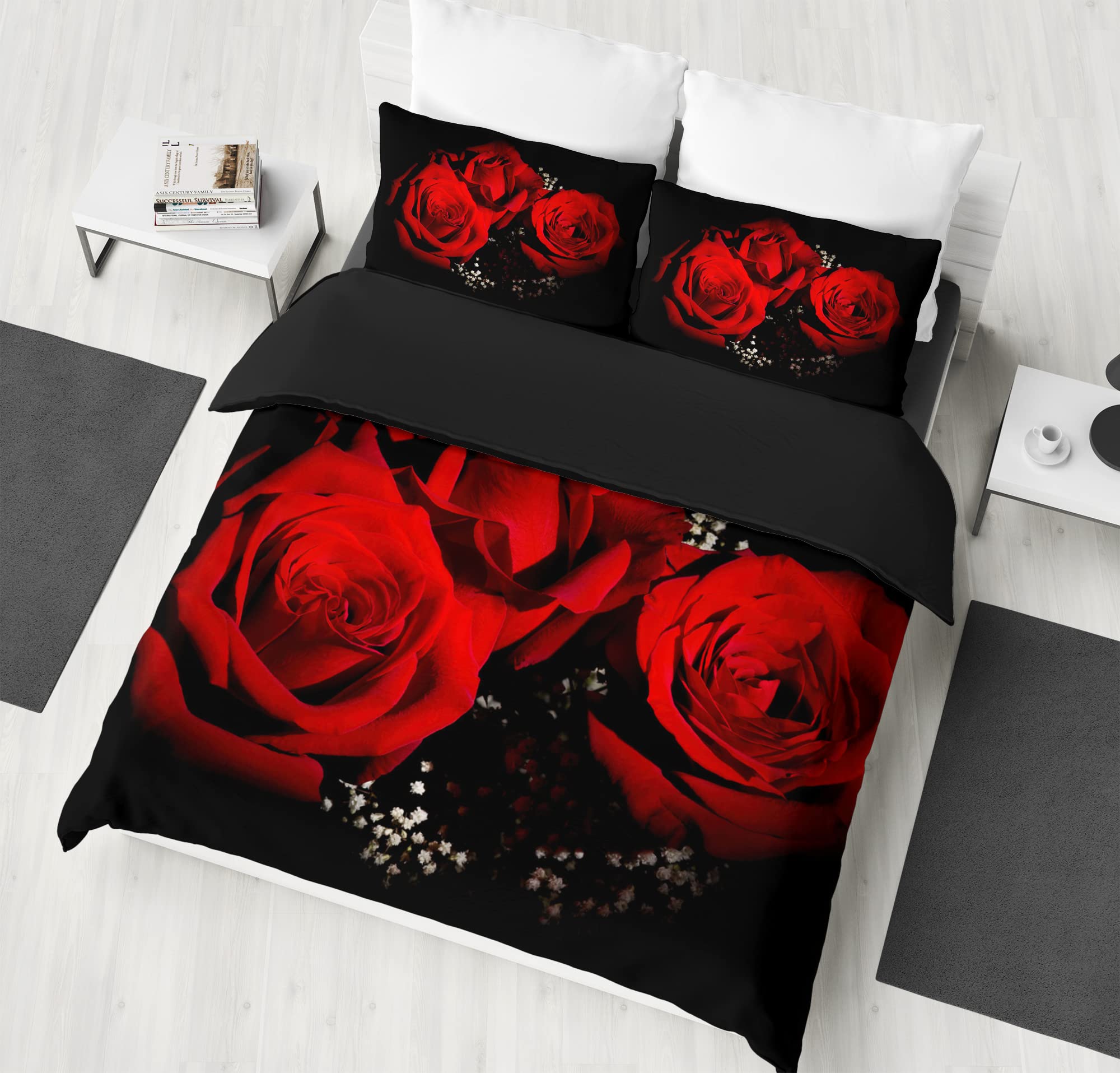FANSU Set di Biancheria da Letto di 3D Mare Oceano Stampa Digitale, 3 Pezzi in Microfibra con Chiusura e Federa a Cerniera Set Copripiumino Matrimoniale (180x210cm,Chiaro di Luna