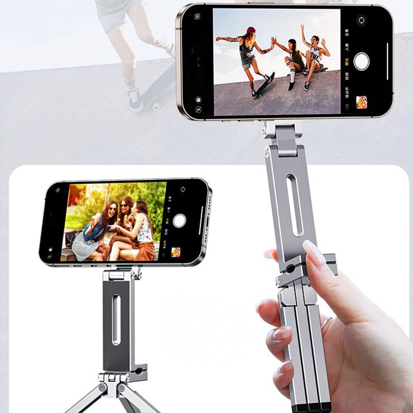 Treppiede Magnetico Treppiede con Clip, Rotazione 360°, Pieghevole Compatto | Mini Treppiede Alluminio Per Viaggi, Palestra, Ufficio, Registrazione Video, Selfie, Live
