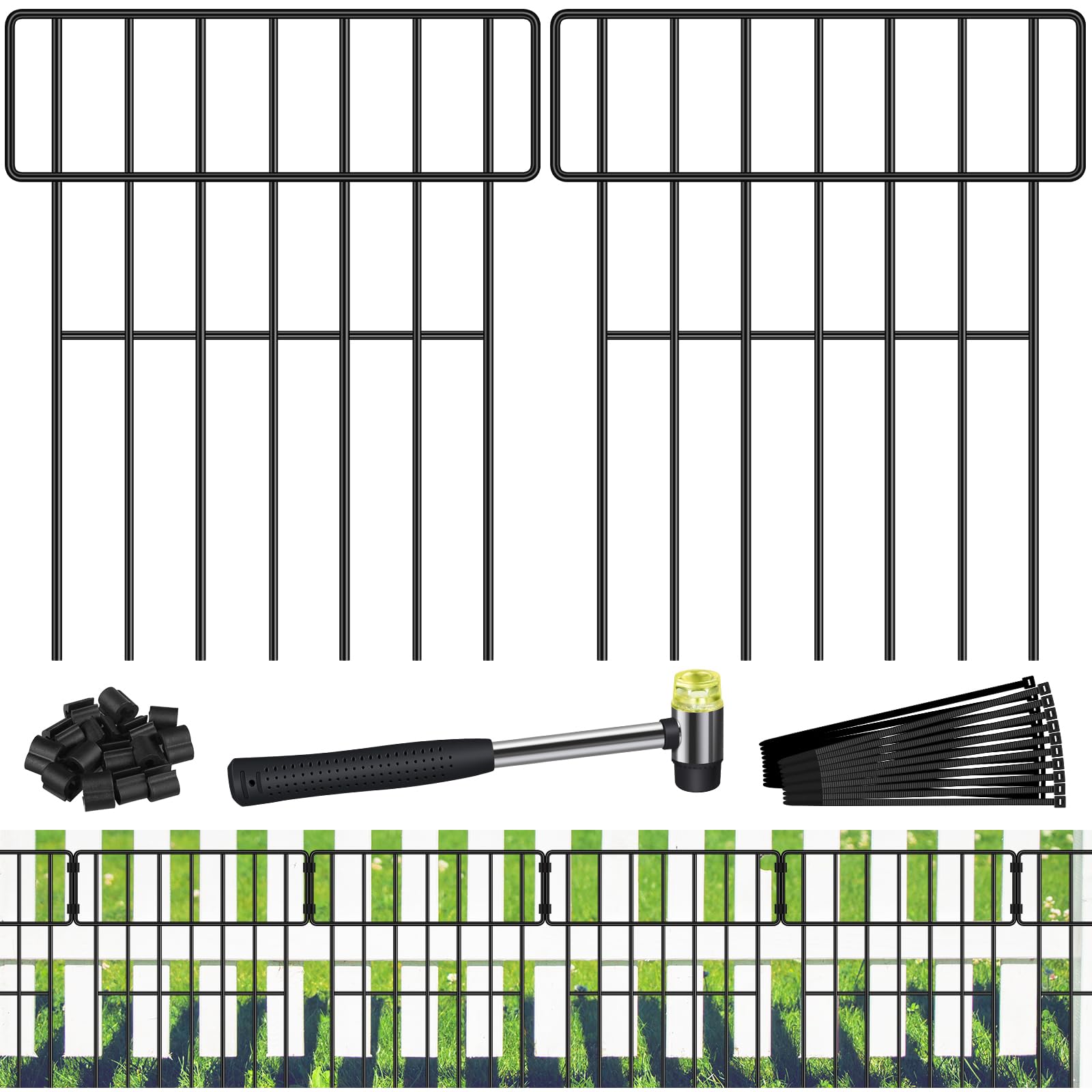 Decoration Garden Fence 16.5in x 10ft, 10 Pack Rustproof Metal Animal Barrier Fence, Arched Flower Bed Edge Decorative Rab...