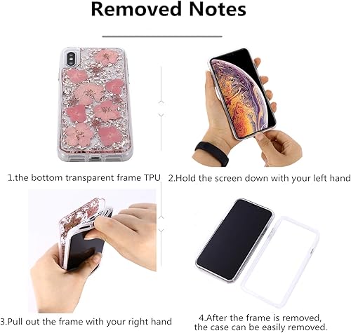 Miniatura 7 de Funda para iPhone 12 Pro Max, funda de lujo para mujer, diseño de flores naturales con purpurina, carcasa trasera dura con parachoques de TPU para