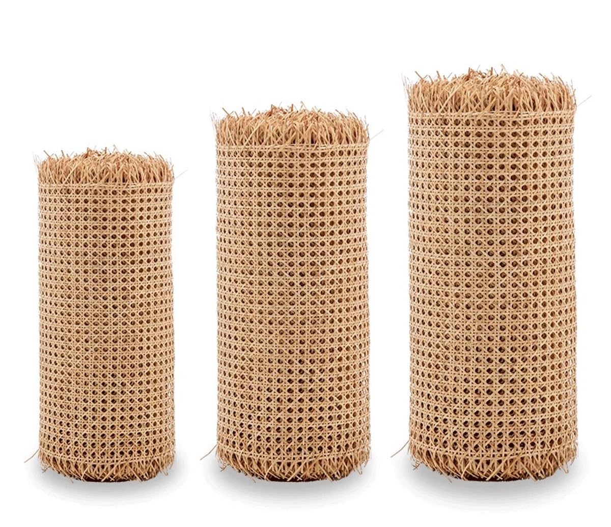 Natural Rattan Cane Webbing Roll For Caning Projects, 14"/16"/18"/20"/24"/36"/40" Width Pre Woven Open Weave Rattan Material, Pole Wrap Rattan Fabric For Furniture, Chair, Cabinet, Ceiling, Basket ( S