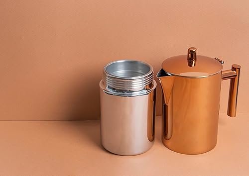 Miniatura 5 de La Cafetière Máquina de café expreso para estufa de cobre, acero inoxidable, 20.3 fl oz