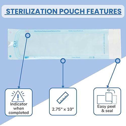 Miniatura 3 de Bolsas de esterilización autosellantes para dentistas, bolsas esterilizadoras de autoclave para herramientas de limpieza, 200 bolsas por caja (1,