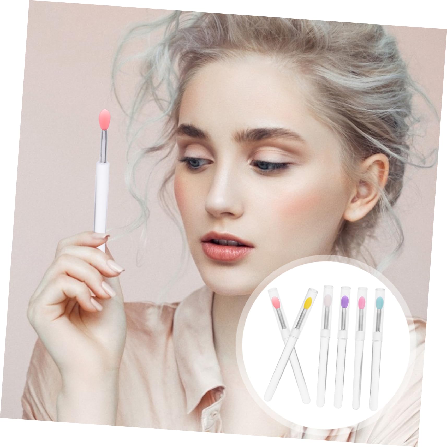 NULYLU 6Pcs Portable Lip Brush Multi Purpose Lip Makeup Applicators for Smooth Application Convenient Cosmetic Accessory for Travel