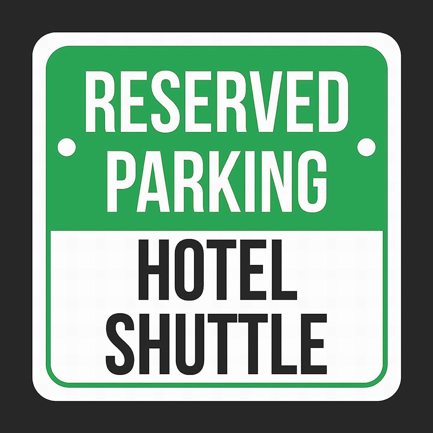 Reserved Parking Hotel Shuttle Print Black White and Green Notice Parking Metal Square Sign 12x12 Wall Decor by LoMall