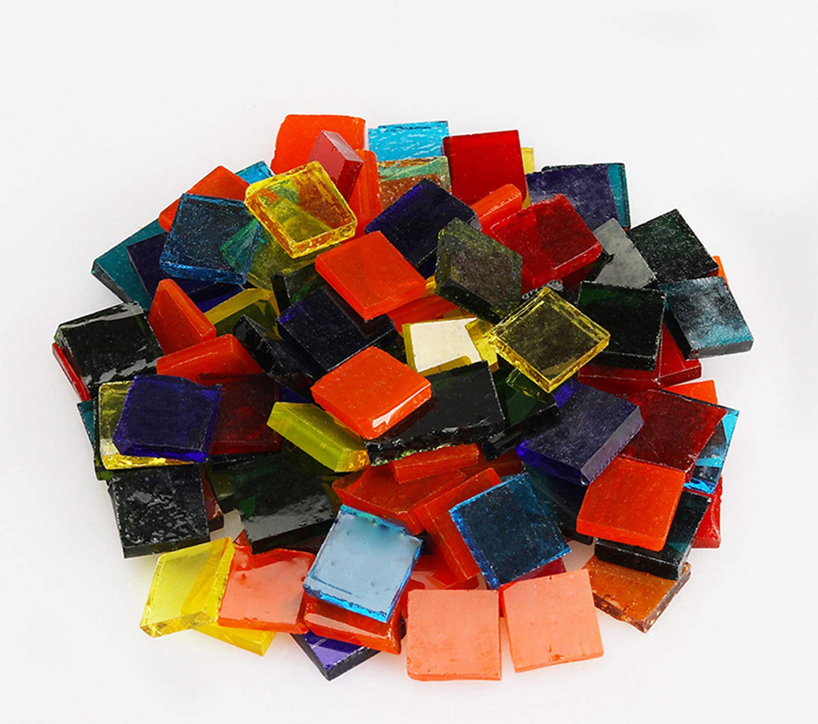 PINUO&KE Mosaic Tiles 270 Pieces / 200 g Pack of Colored Mica Glass Mosaic Tile Supplies for Home Decoration, DIY Crafts, Plates, Picture Frames, Flowerpots – 1x1 cm Square Tiles (Transparent Mix)