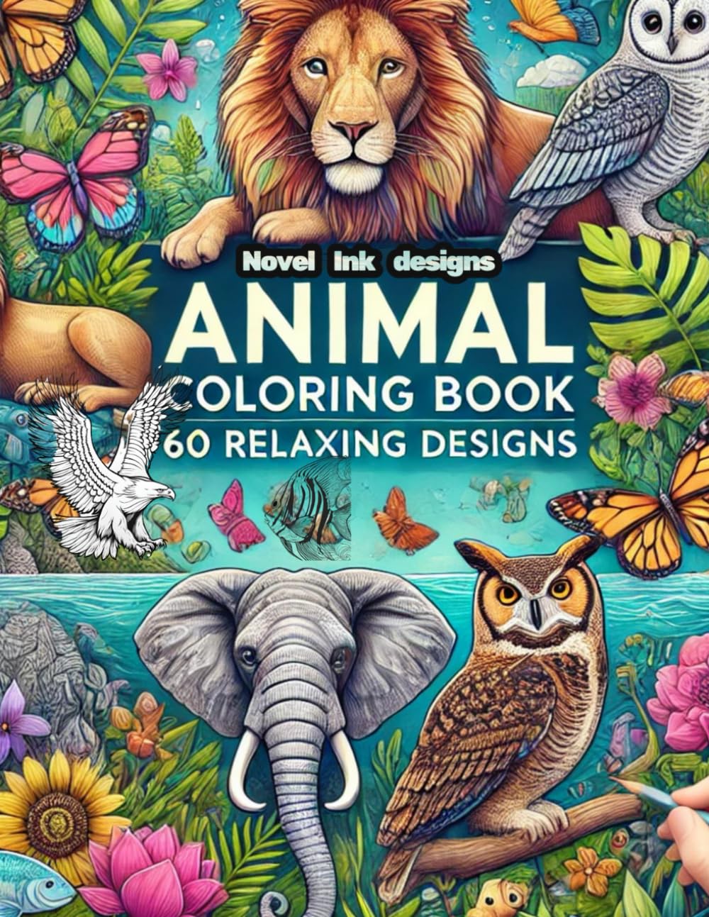 Animal Coloring Book: 50+ Relaxing Designs of Wild Animals, Forest Creatures, and Ocean Life: Stress Relief Art Therapy for Adults and Kids (Relaxing