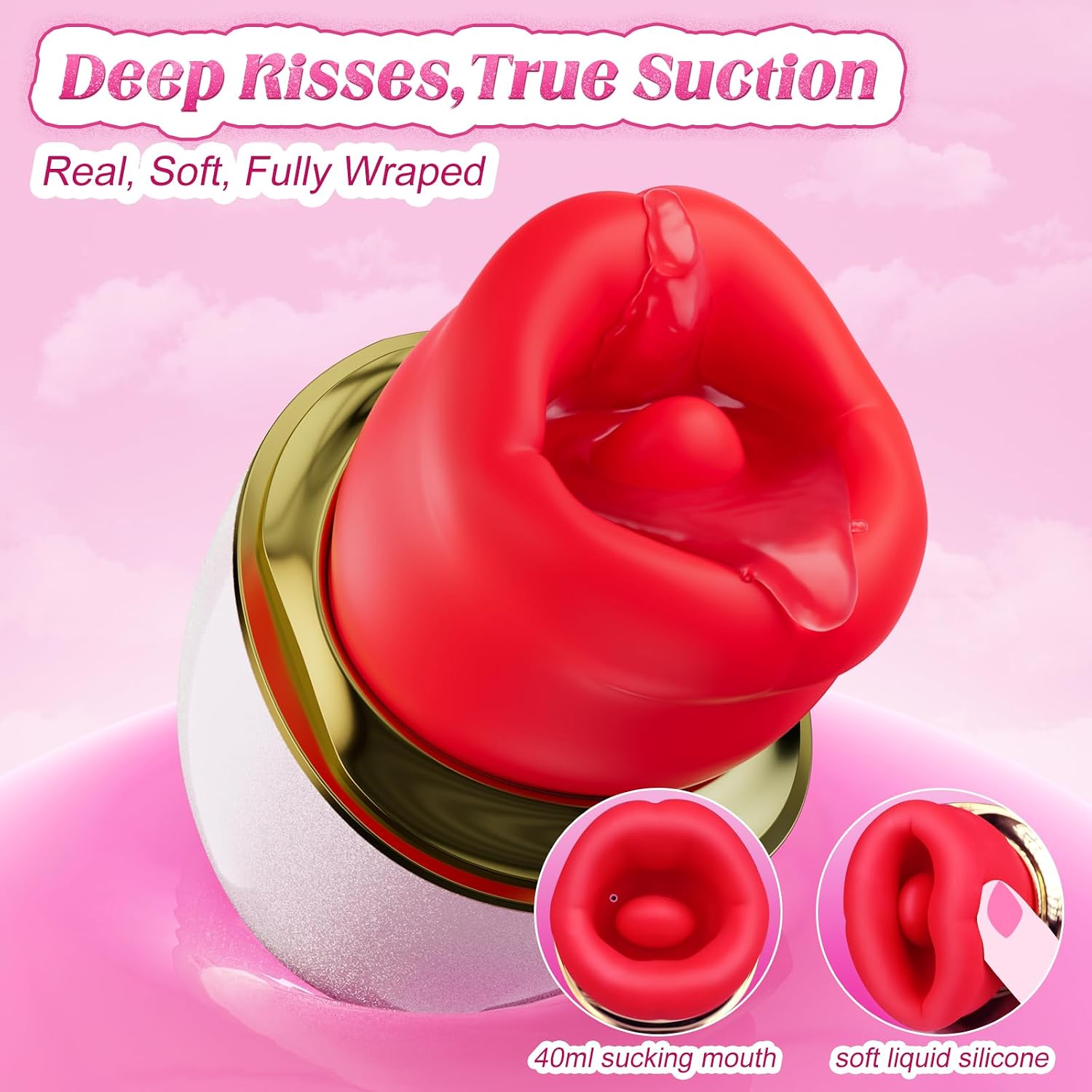 Vibrator Adult Sex Toys for Women - 3IN1 Sucking Vibrator Rose Sex Toy, 3 Sucking, 10 Tongue Licking & Vibrating Adult Toys, Ultra Soft Mouth Clit Sucker Clitoral G Spot Vibrators for Female Couples