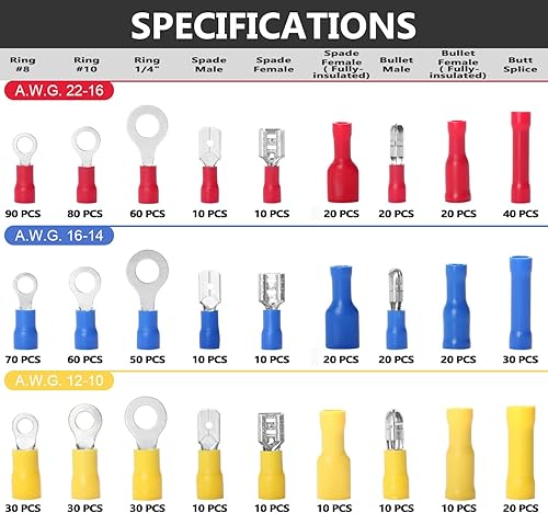 Miniatura 3 de Qibaok Kit de herramientas de prensado de terminales de cable con 800 conectores de cable PCS
