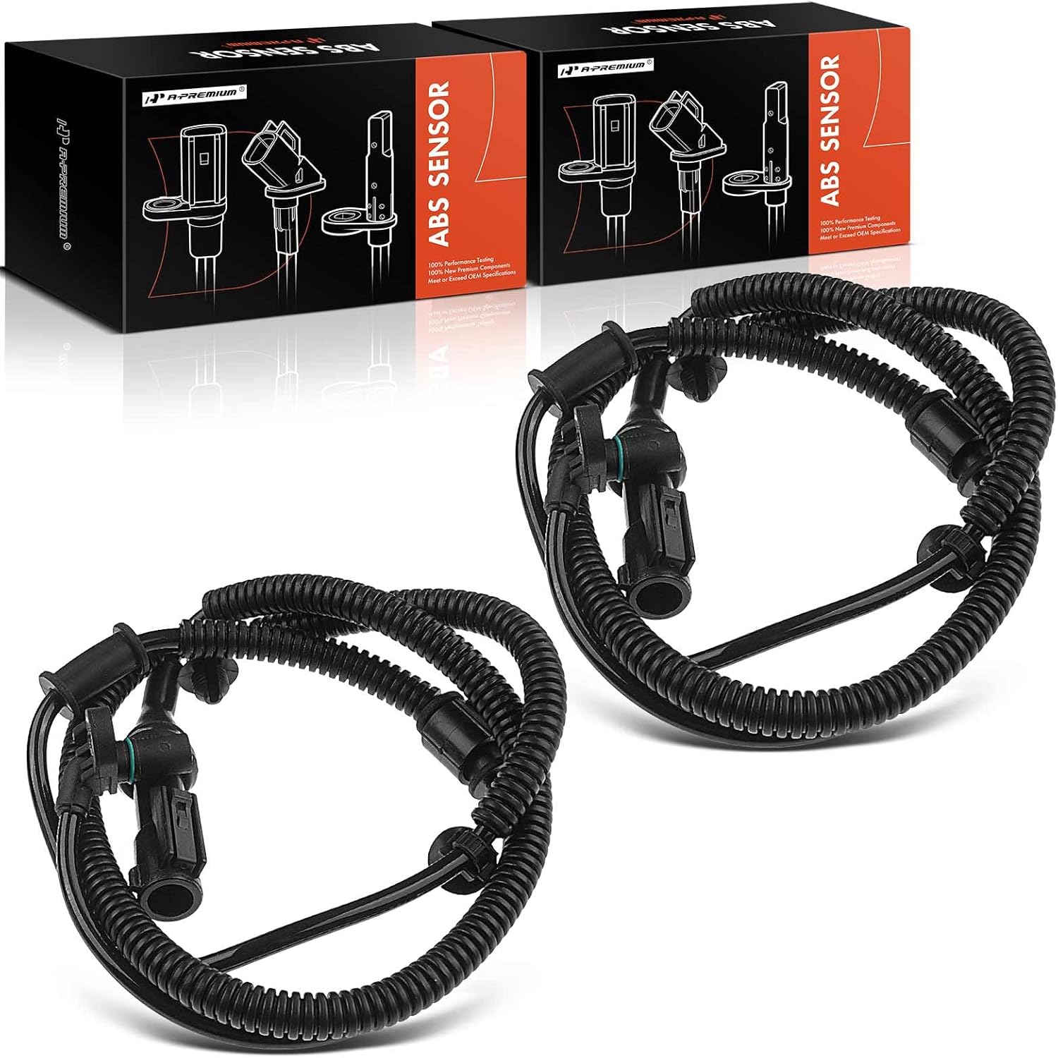 A-Premium ABS Wheel Speed Sensor Compatible with Ford & Lincoln Models - Expedition 2007-2009, Navigator 2007-2009, 5.4L, Sport Utility - Front Driver and Passenger Side, 2-PC Set, Replace# 7L1Z2C204B