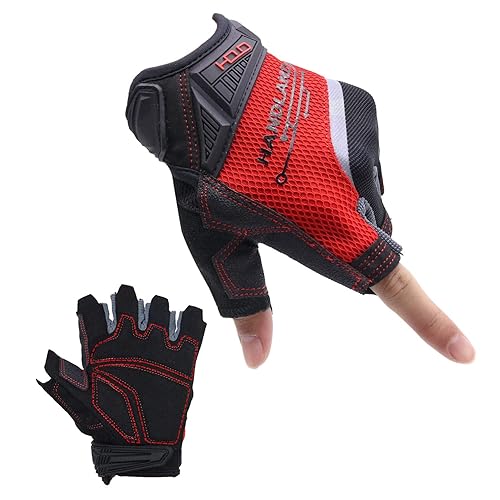 Guantes de trabajo de carpintero con palma para reducir impactos, guantes de trabajo acolchados de medio dedo con agarre de seguridad, protector de