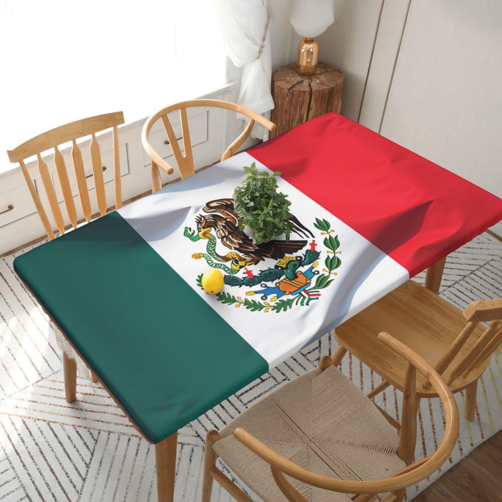 WPKJU Flag of Mexico Printed Tablecloths 5ft Rectangular Table Covers Washable Polyester Decorative Table Cloth for Dining Table Picnic Wedding
