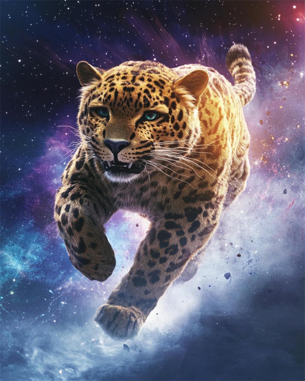 RKFLGEW DIY Embroidery Beads Set Leopard and Starry Sky 40x50cm