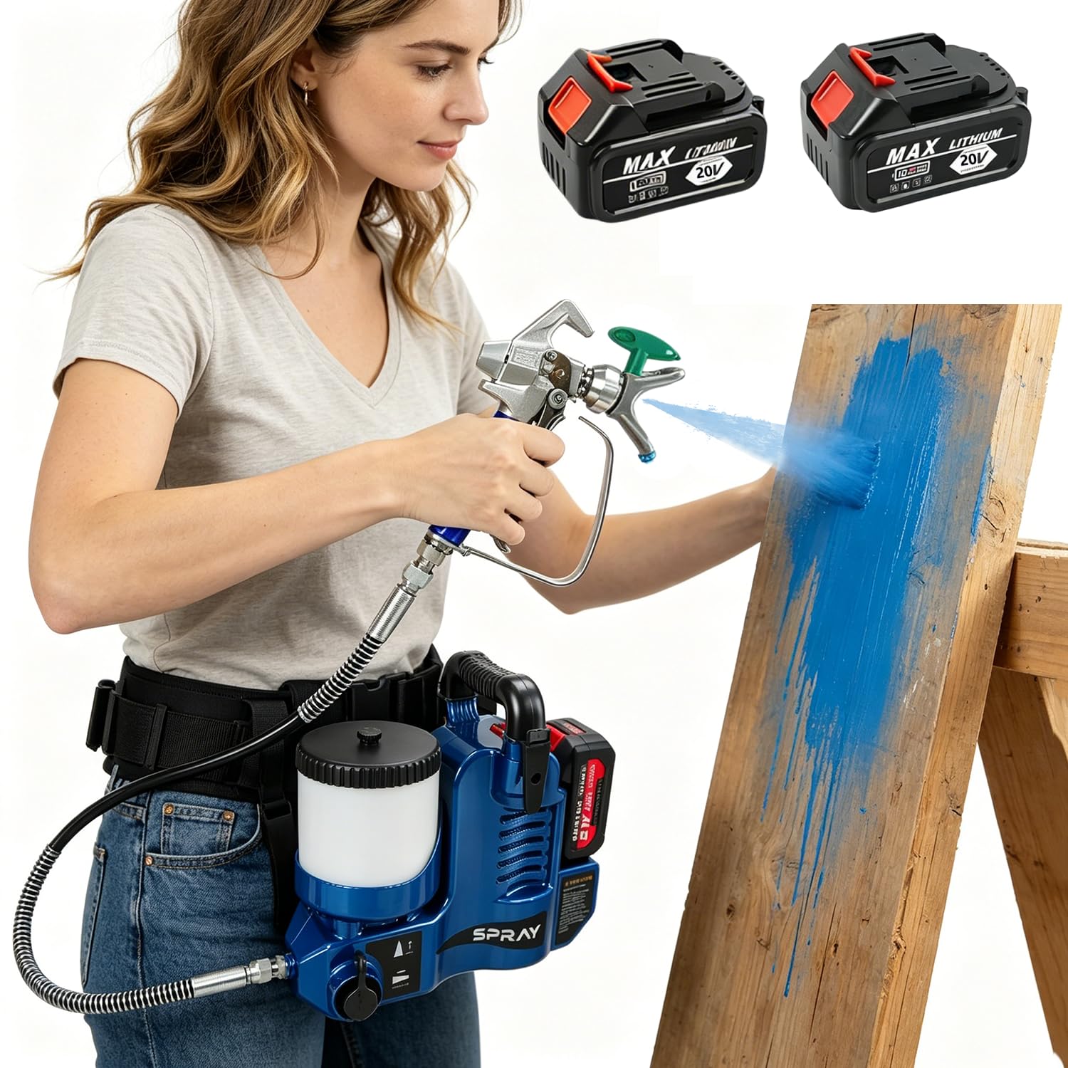 Pulverizador de pintura de alta presión y cobertura 360 grados con tanque de 1,2 L