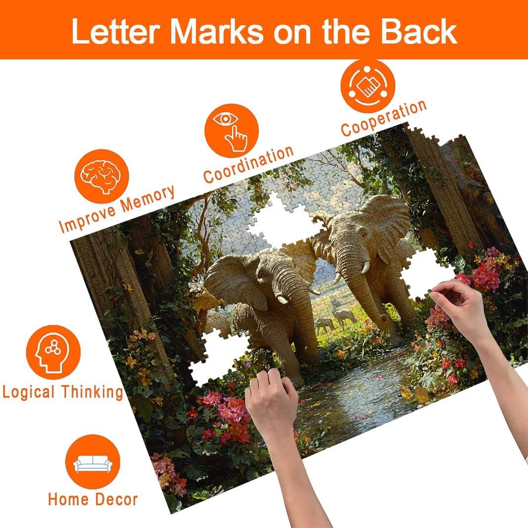 Puzzle 2000 Pezzi, Puzzle Elefante, Misura: 100x71cm, Regalo Donna -8697