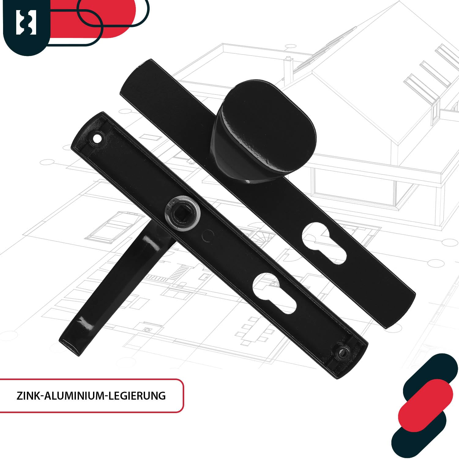 KOTARBAU® Türdrücker-Türknauf Satz 72 mm Langschild Schwarz Profilzylinder für Türen Tore Pforten
