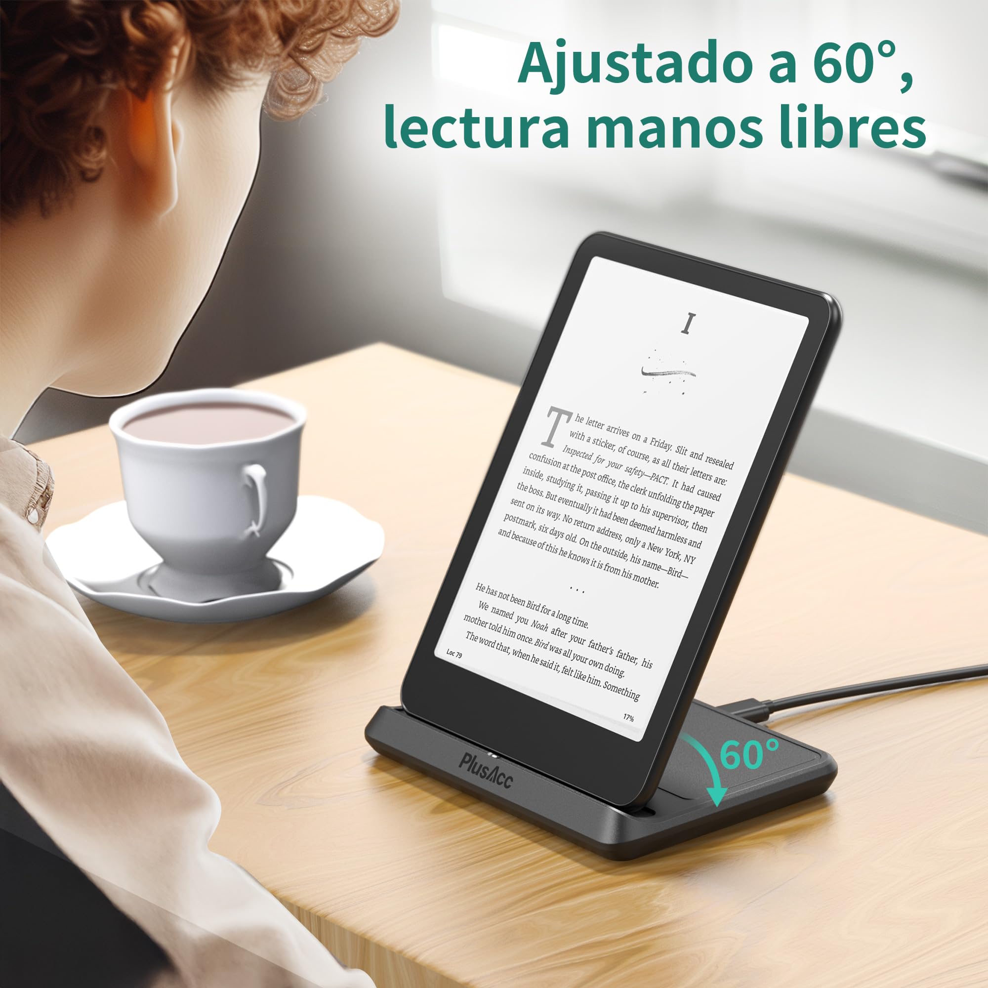 PlusAcc Estación de carga inalámbrica para Kindle Paperwhite Signature Editions (2022 y 2024) y Colorsoft Signature Edition y smartphones, soporte de carga plegable, compatible con iPhone 14 Pro Max