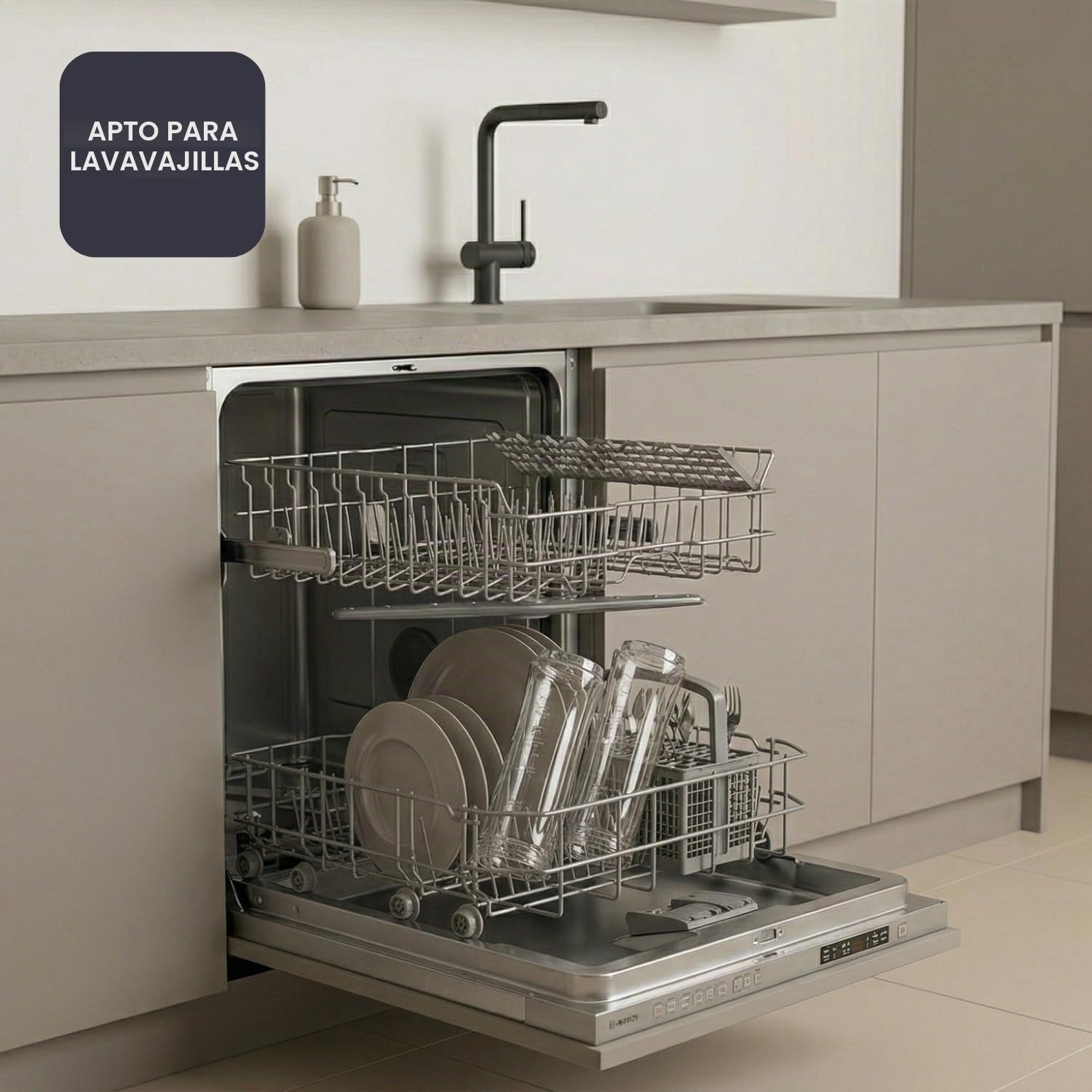 BLACK+DECKER - Mini batidora portátil BXJBA350E | 350W | Smoothies y batidos | 2 botellas de 600 ml sin BPA | Tapa hermética | 4 cuchillas de acero inox | Ligera | Acabado negro e inox anti-huellas