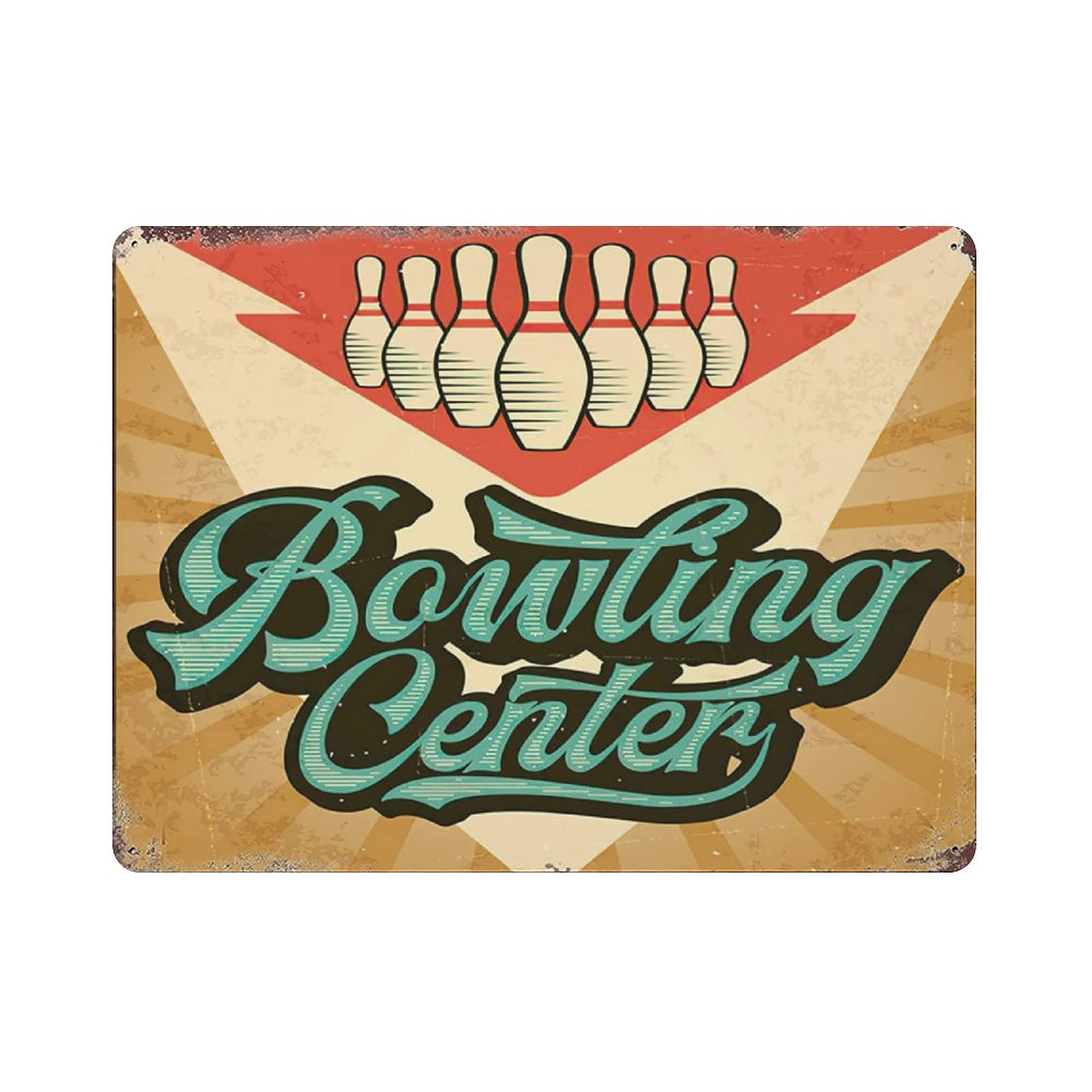 rayprint Bowling Center Tin Sign Metal Plaque Art Hanging Iron Painting Retro Home Kitchen Garden Garage Wall Decor 12"x16"