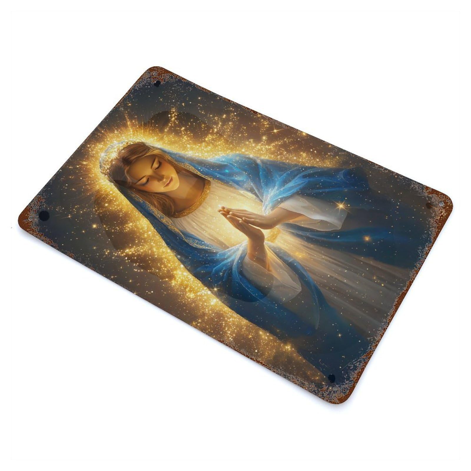 Virgin Mary Rusty Metal Tin Sign 11.8"x7.9", for Pub, Kitchen And Man Cave Decor, Farmhouse Wall Decor