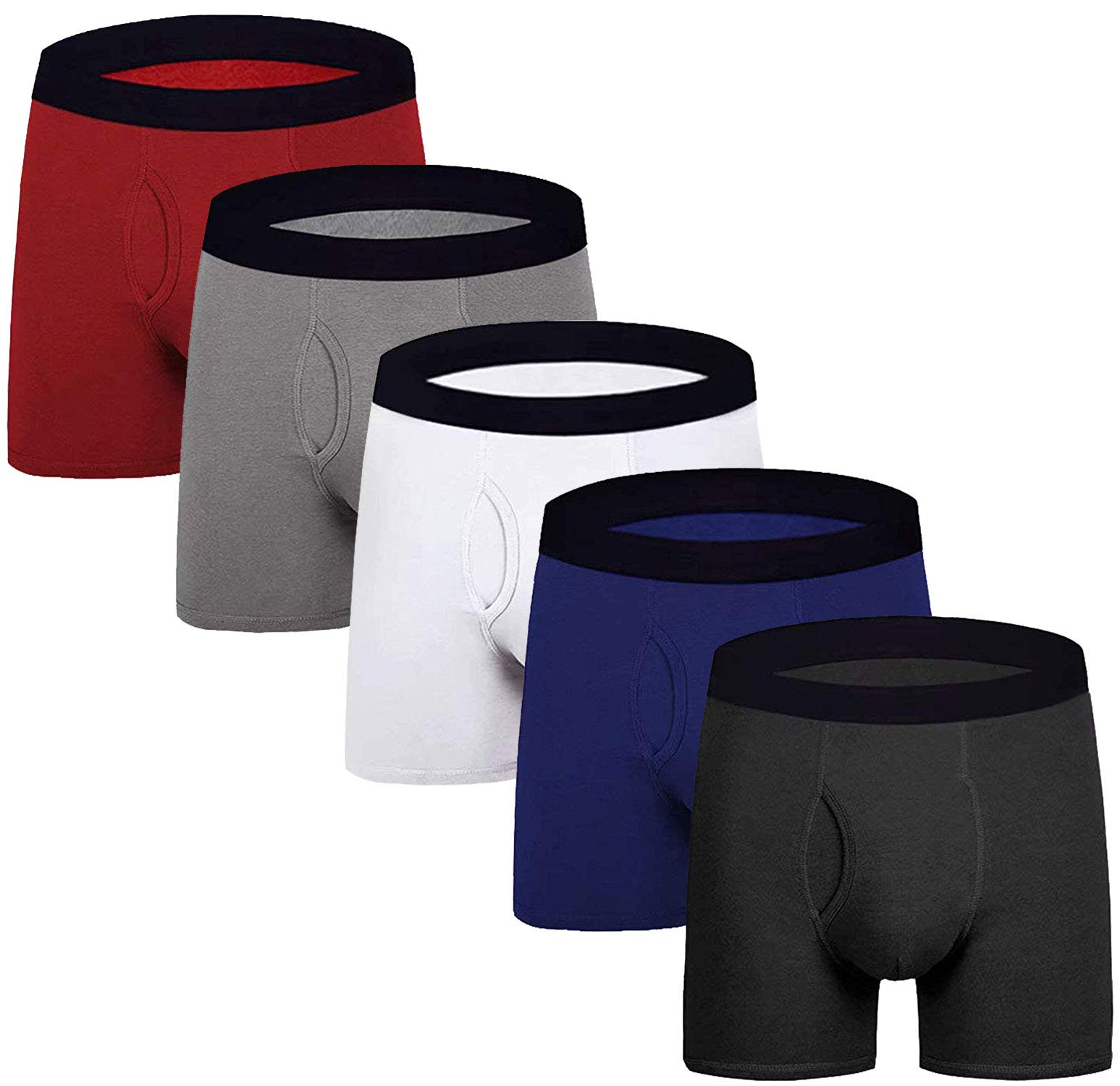 Aserlin Men's Underwear Boxer Briefs Cotton Huge Pouch Trunks Short Leg Underwear 5 Pack