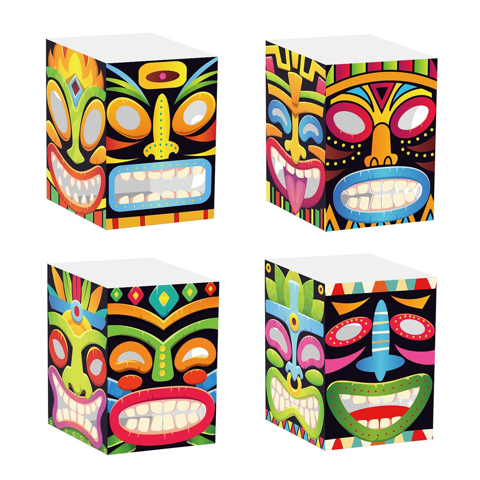 Oxxggkao 4/8/12Pcs Hawaiian Party Totems Box Decorations User Friendly White Cardboards for Equatorial Themed Event Equatorial Party Arrange