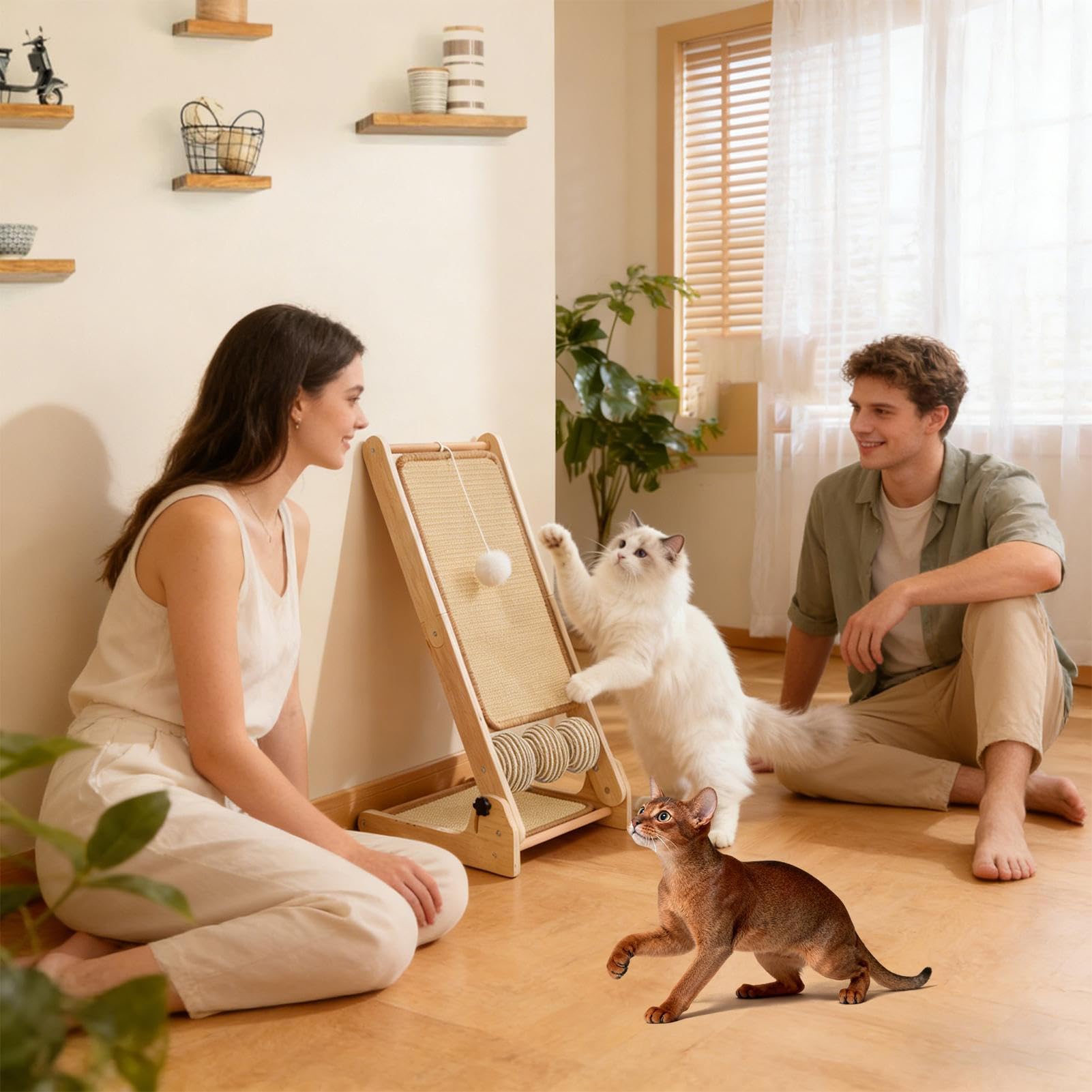 Kratzbrett für Katzen Faltbares Anti-Langeweile-Katzen-Spielzeug | vertikale Kratzmatte für Wohnzimmer, Esszimmer, Balkon, für kleine, mittlere und große Katzen: Wohnzimmer, , Balkon,