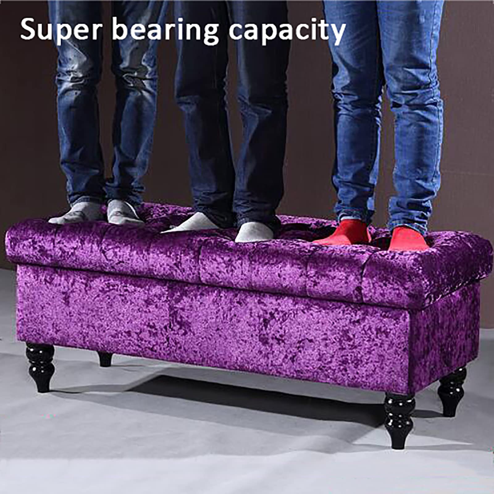 Banco de Almacenamiento tapizado en Terciopelo, otomana Rectangular de Felpa con Patas de Madera, baúl Acolchado con Tapa, Banco de Zapatos, Taburete para pies con Tapa elevable pa