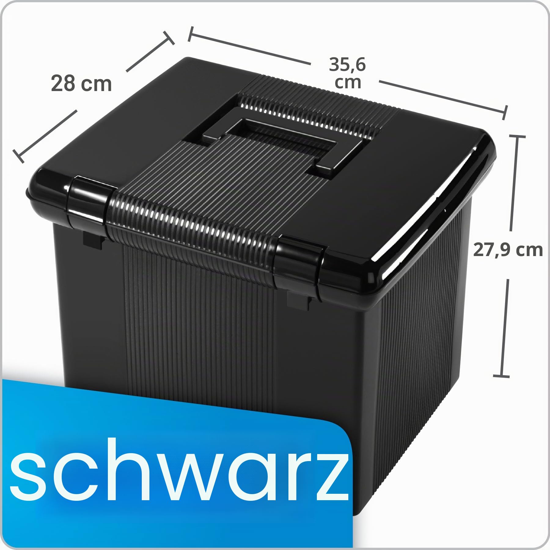 Pendaflex Tragbare Aktenbox mit Aktenschienen, einfache Aufbewahrung, Aktenbehälter für Zuhause & Büro, Klappdeckel mit Doppelriegelverschluss, inkl. 3 schwarze Hängemappen in Briefgröße (41742AMZ)