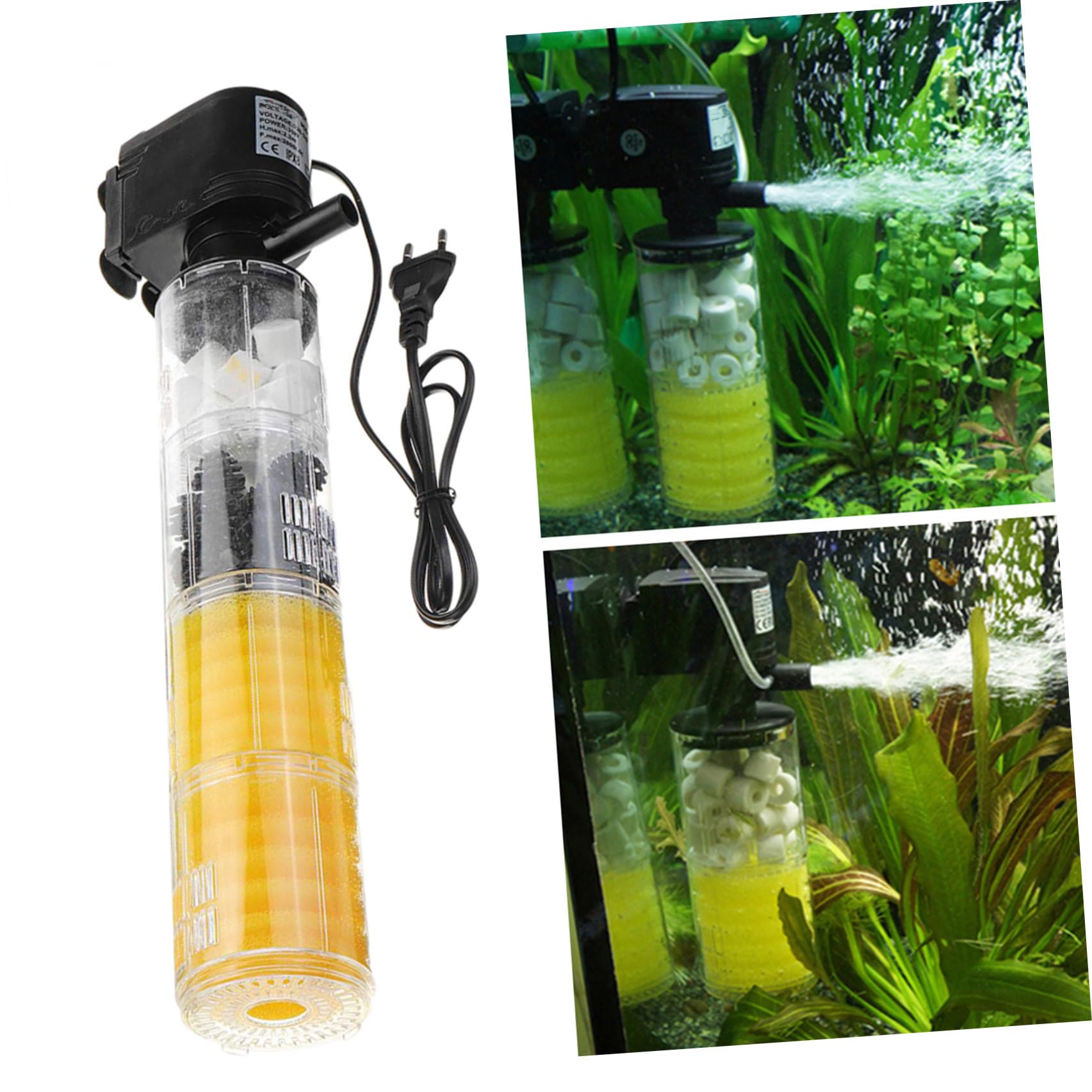 DOITOOL Aquarienfilter 3 in 1 mit 4 Filterschichten aus Kunststoff Leicht zu Reinigen und Sorgt für Wasseroxygenierung im Fisch und Garnelenaquarium