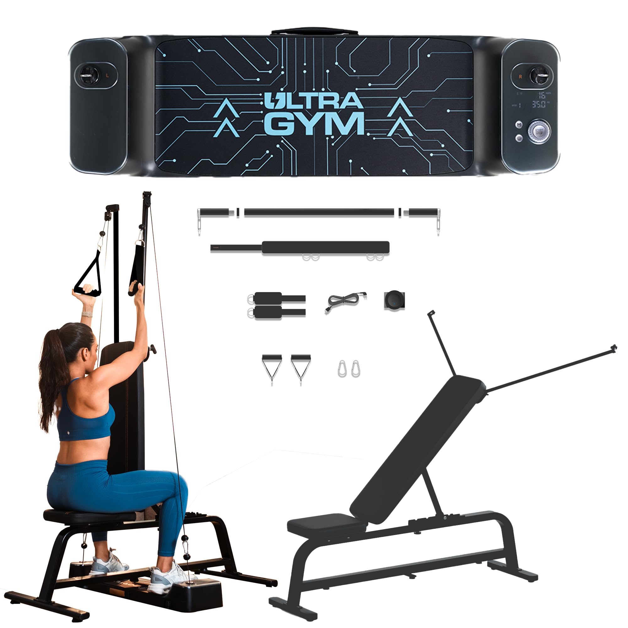 Portl Ultra Gym - Ultimate Combo | All-in-One Smart Home Gym | Upto 70 kgs of Digital Weights | 150 + Exercises | Full Body Workout | Compact Multipurpose Fitness Equipment | Strength Training System-image-4