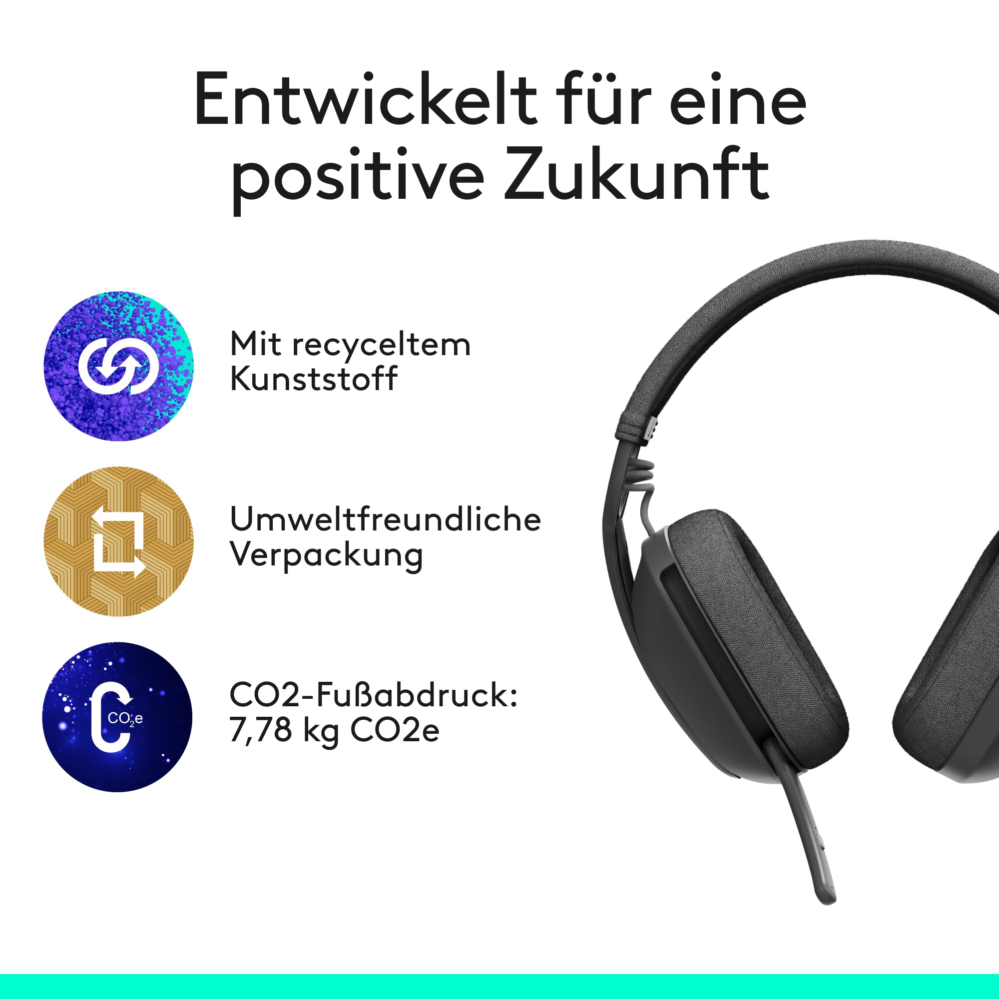 Logitech Zone Vibe 100 Leichte, kabellose Over-Ear-Kopfhörer mit geräuschunterdrückendem Mikrofon, Multipoint Bluetooth-Headset, Funktioniert mit Teams, Google Meet, Zoom, Mac/PC - Graphit