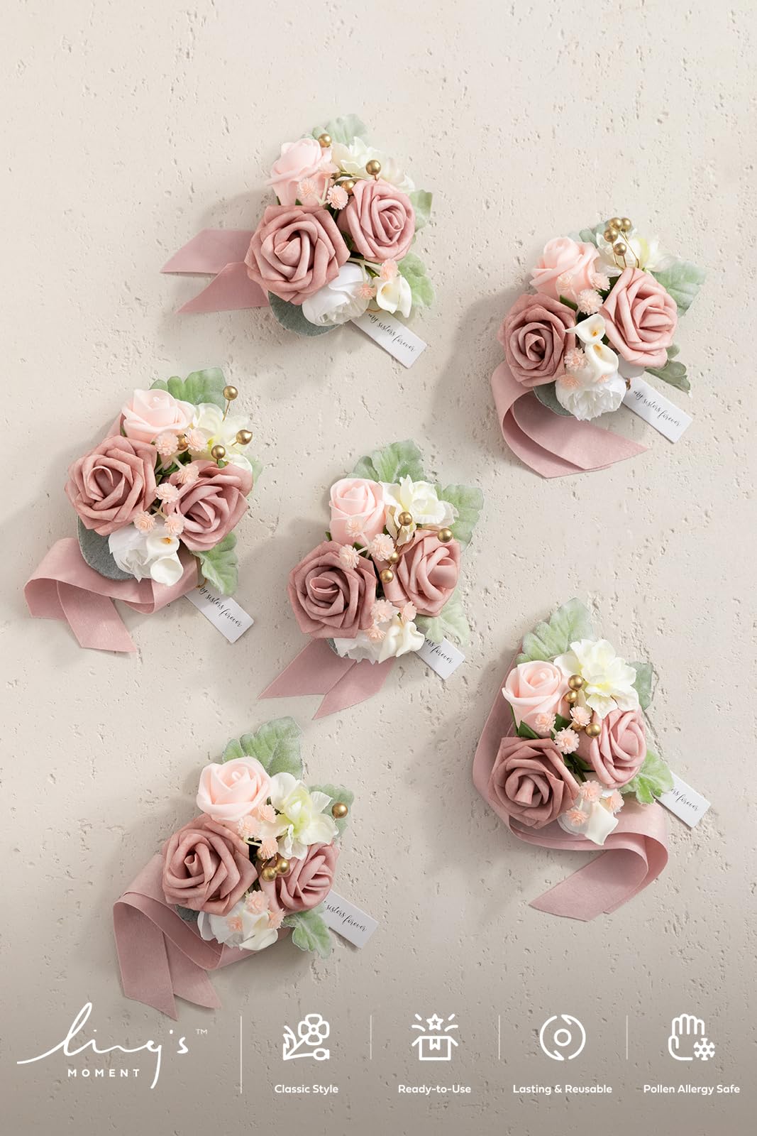 Belupai - 2 Pulseras De Ramillete De Muñeca Para Dama De Honor, Rosa Artificial, Pulsera De Ramillete De Muñeca, Pulsera De Flores De Mano Para Baile De Graduación, Pulsera De Novia, Flor(Púrpura