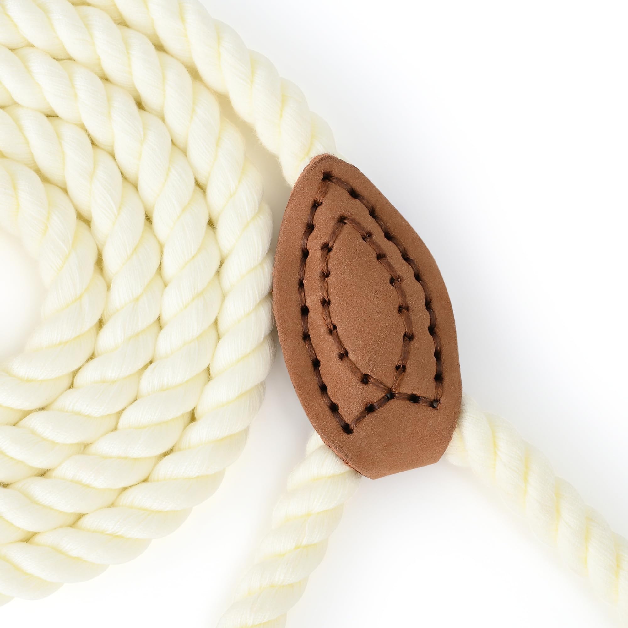 leash Braided Cotton Rope Braided Cotton Rope with Leather Tailor Tip, Heavy Duty Metal Clasp, 4FT, 1/2" Thick, Wedding - Image 4