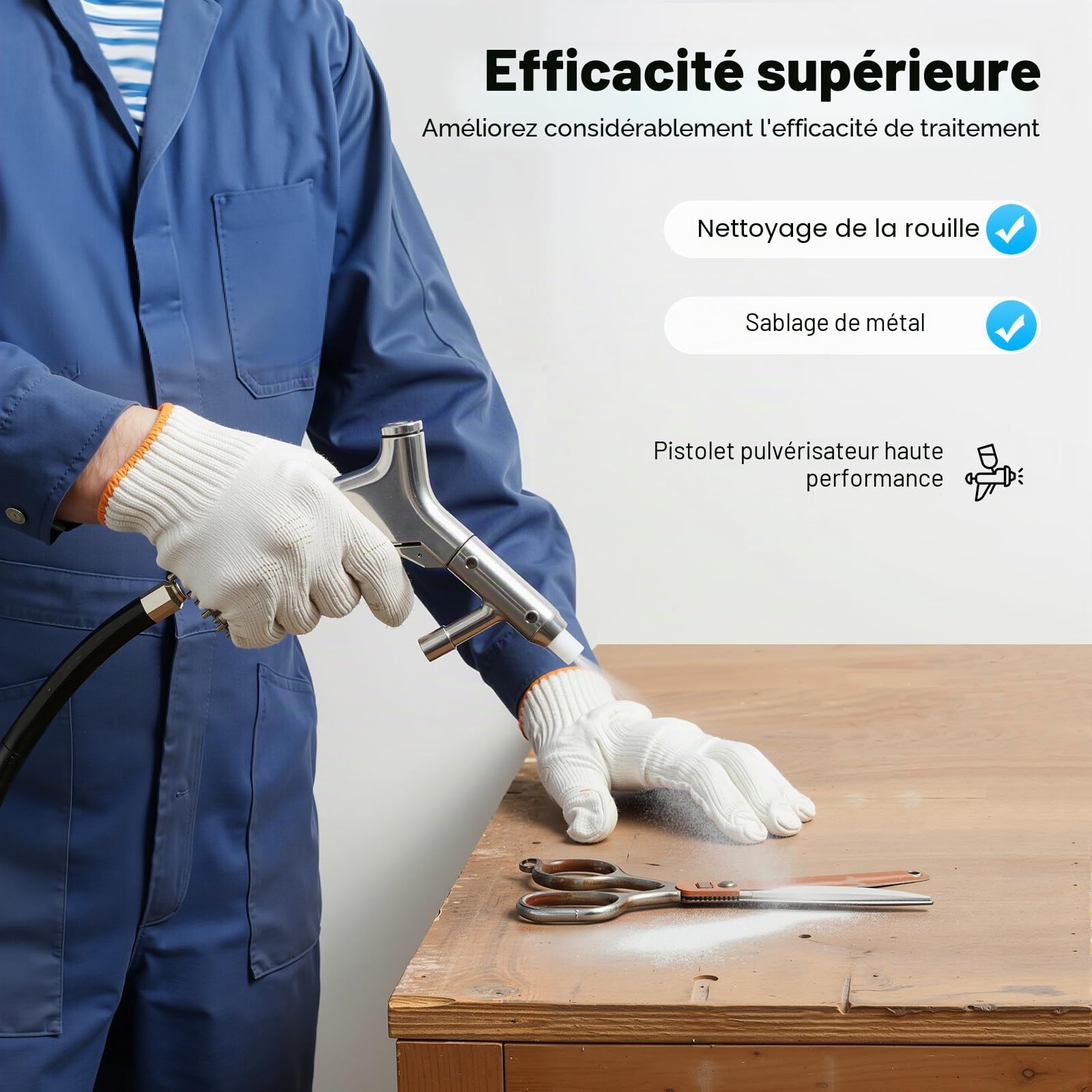 Sableuse à air comprimé 50 lbs mobile avec réservoir et pistolet de sablage