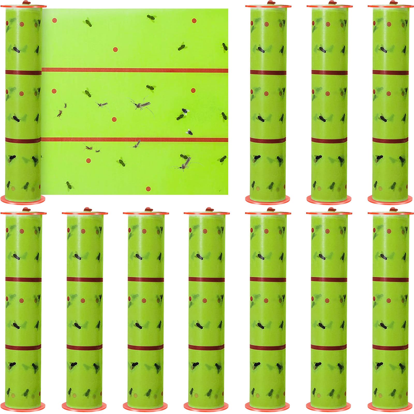 Qualirey - Trappole per mosche giganti, strisce per mosche da appendere per interni ed esterni, nastro atossico, per piante e zanzare, casetta per cavalli (9 m, verde)