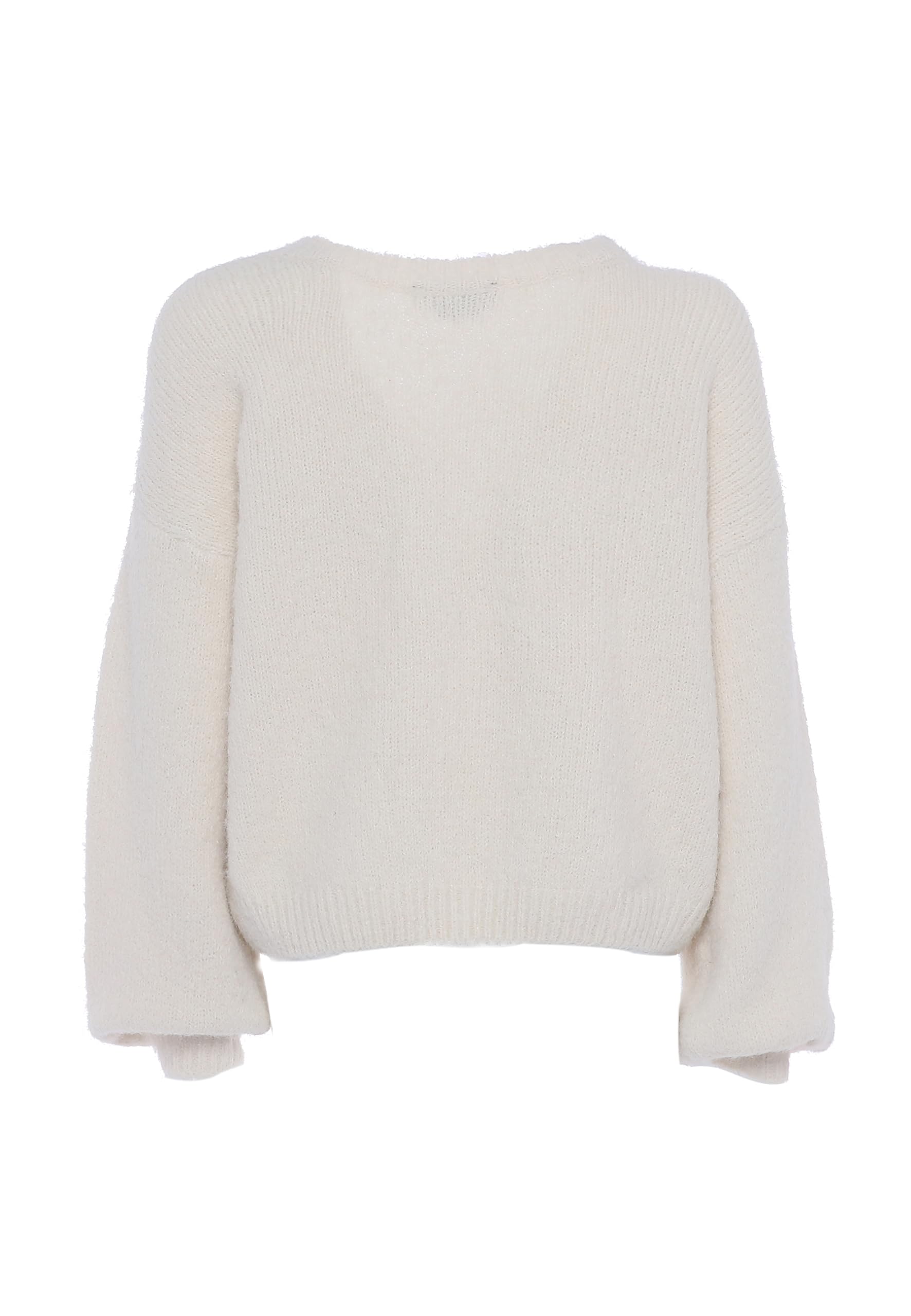 faina Damski temperament głęboki dekolt w serek luźny design sweter wełniany biały rozmiar XL/XXL, biały (wollweiss), XL