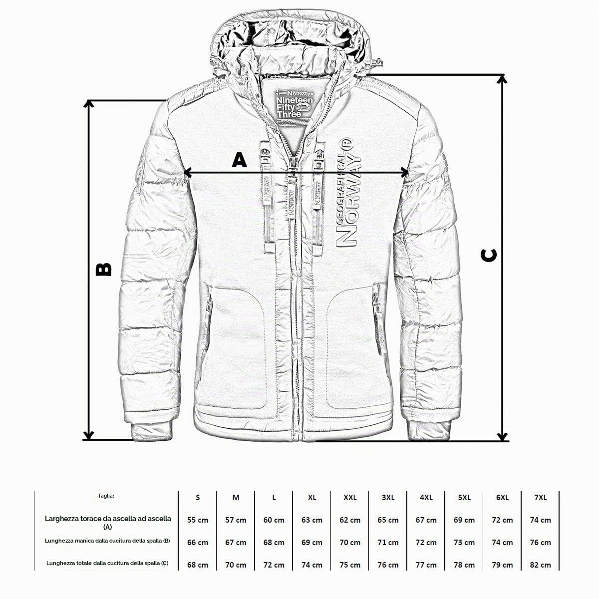 Geographical Norway - Giacca trapuntata da uomo invernale con cappuccio, giacca calda, imbottita taglie S-7XL, per attività outdoor, sci, snowboard, per inverno/autunno, IMS Production, Nero , XXXXL