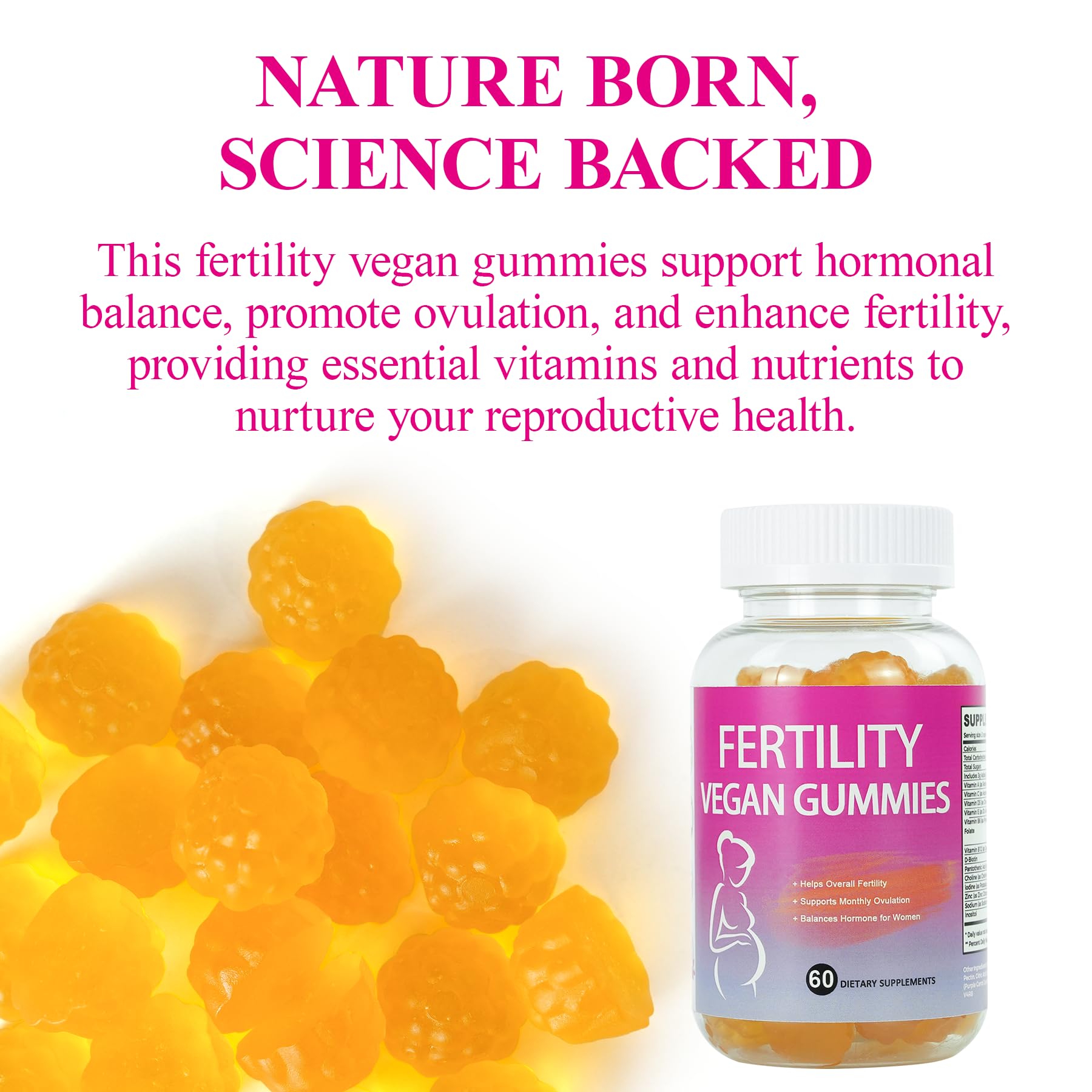 Fertility Gummies for Women to Get Pregnant Fast, Folic Acid Conception Gummies to Boost Fertility for Her, 60 Count Fertility Vitamin Gummy Support Hormone Balance, Ovulation & Period Cycle — Amazon image 5