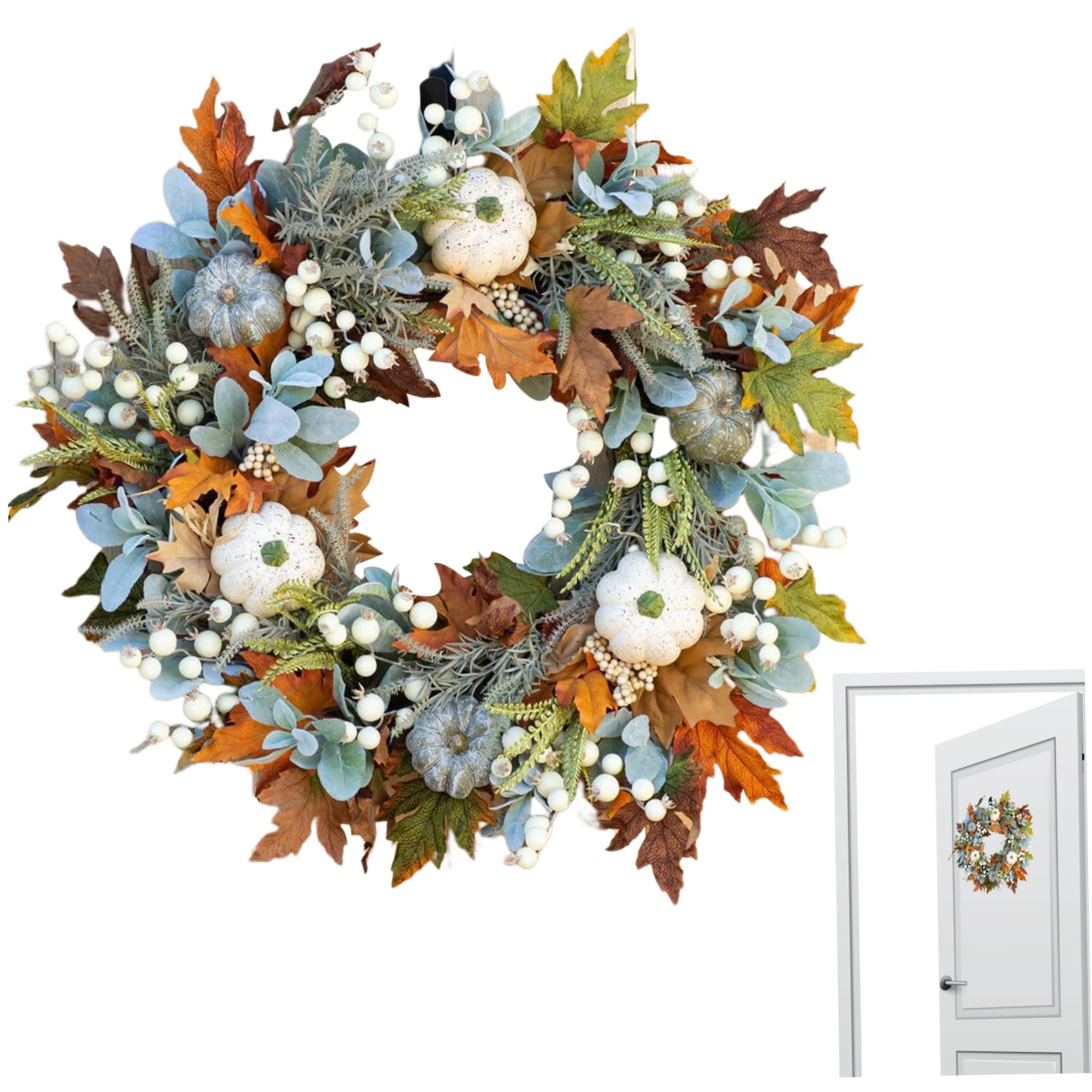 Couronnes d'automne 45 cm décoration de porte artificielle récolte